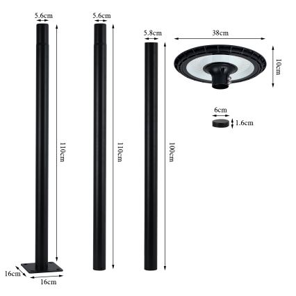 Brilagi - LED vonkajšia pouličná lampa URBANSPARK LED/60W/230V čierna IP65