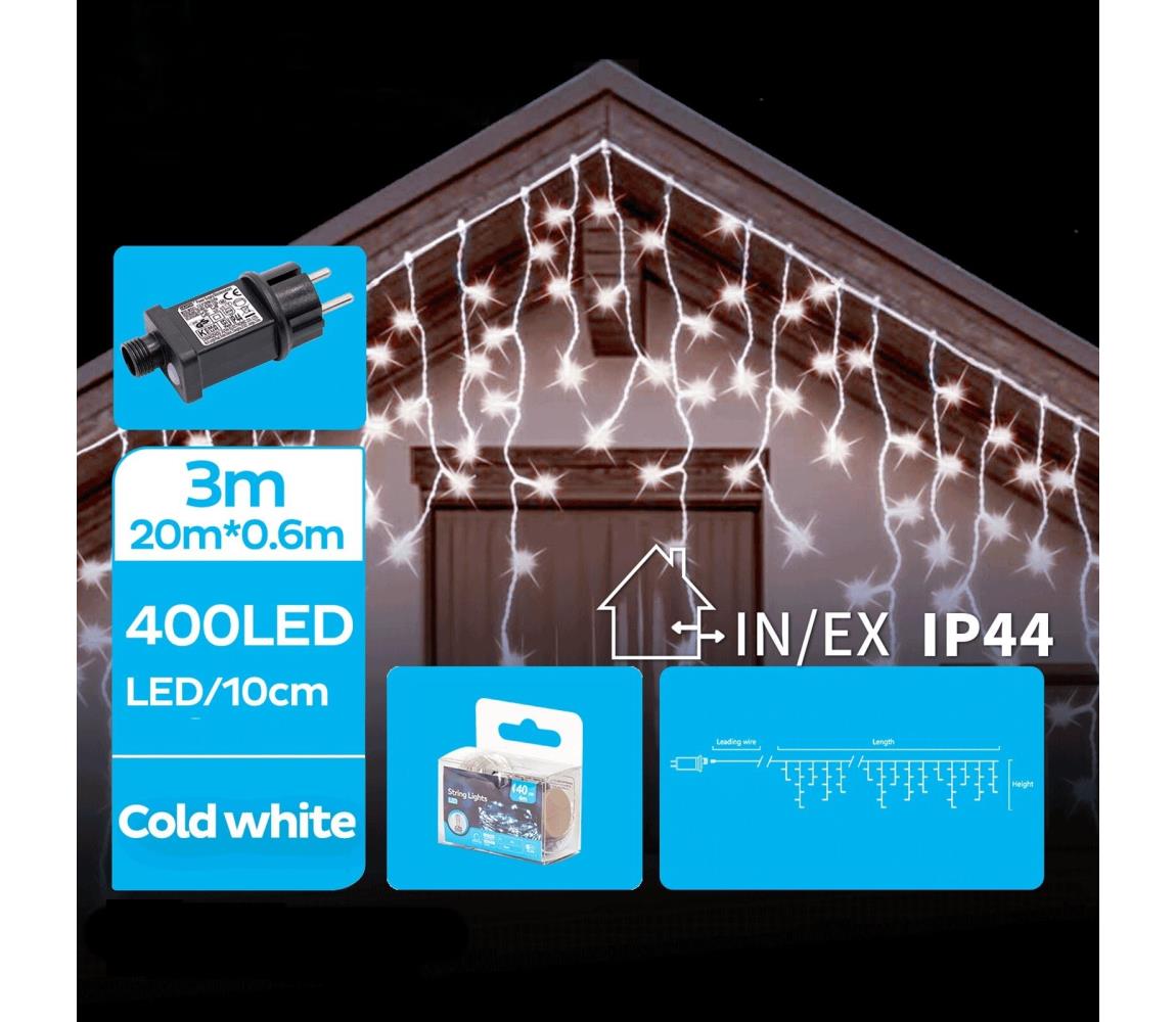 Brilagi - LED vonkajšia reťaz 400xLED/8 režimov 23x0,6m IP44 studená biela B10303ACDD
