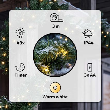 BRILAGI - LED vonkajšia vianočná dekorácia GIRLANDA LED/3xAA 300 cm IP44