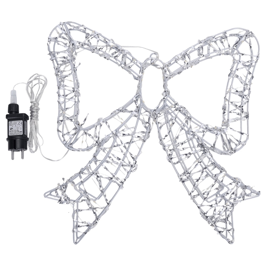 BRILAGI - LED vonkajšia vianočná dekorácia LED/3,6W/8 funkcií IP44 41 cm teplá biela mašľa/strieborná