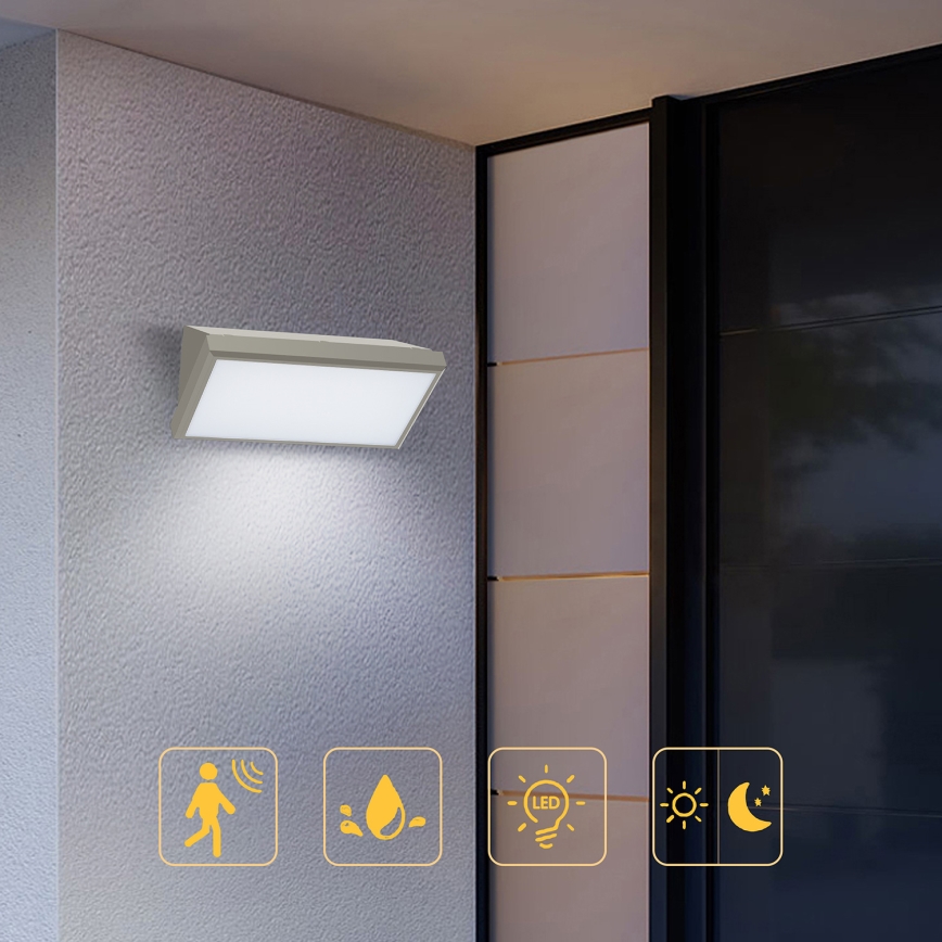 Brilagi - LED Vonkajšie nástenné svietidlo so senzorom TRIANGLE LED/20W/230V šedá IP65