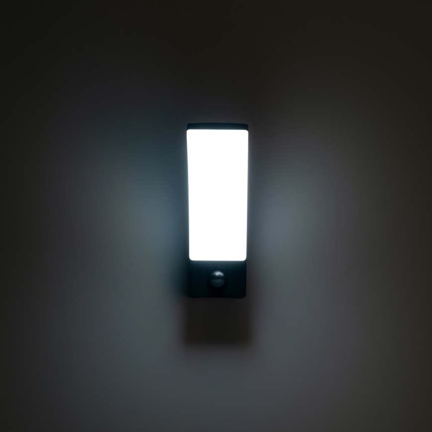 BRILAGI - LED Vonkajšie nástenné svietidlo so senzorom pohybu a súmraku ARCELO LED/12W/230V IP65 čierna