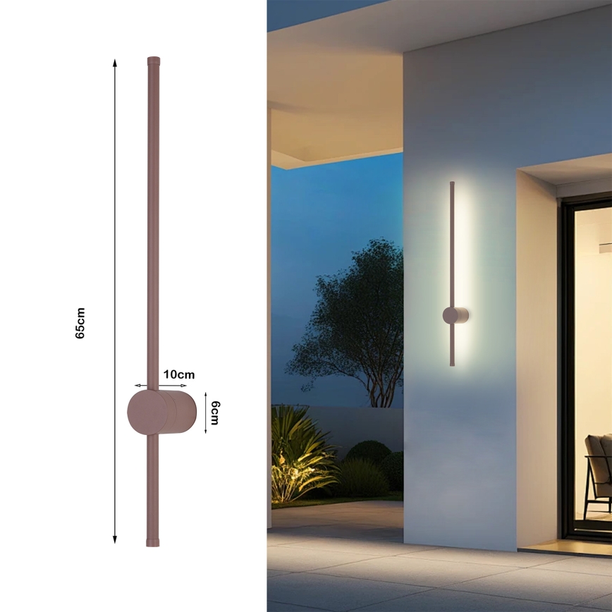 Brilagi - LED vonkajšie nástenné svietidlo AURA LED/12W/230V 3000K IP54 65 cm hnedé CRI 90