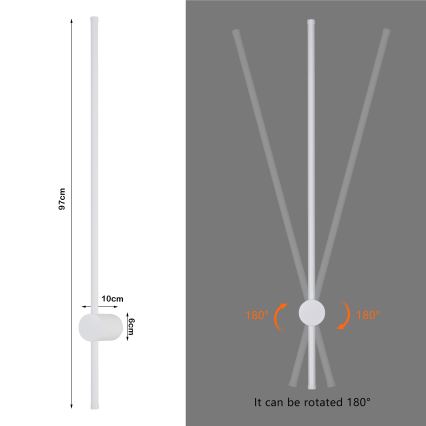 Brilagi - LED Vonkajšie nástenné svietidlo AURA LED/20W/230V 3000K IP54 97 cm biela CRI 90