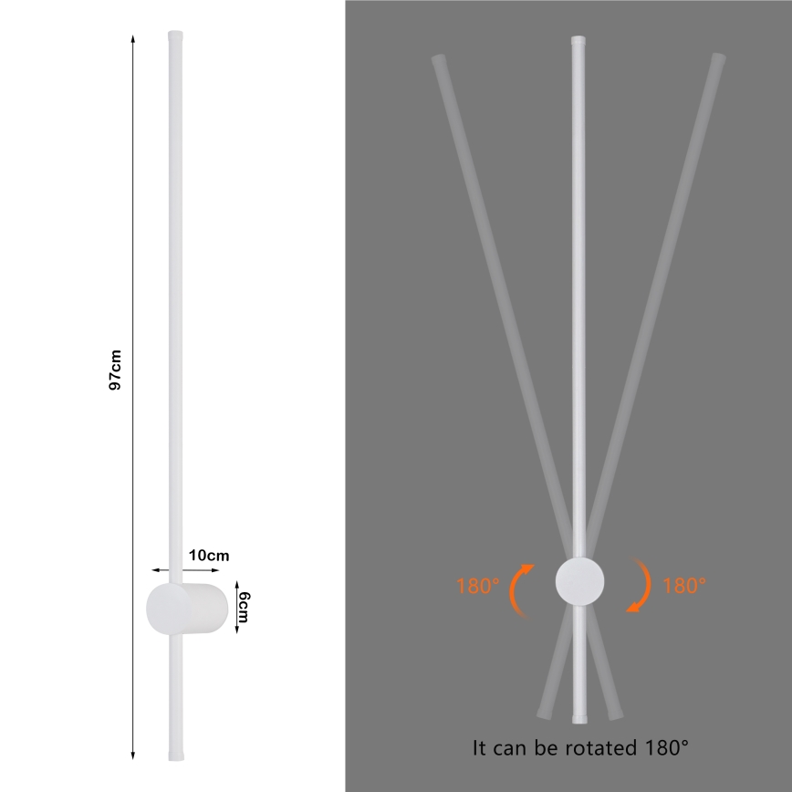 Brilagi - LED Vonkajšie nástenné svietidlo AURA LED/20W/230V 3000K IP54 97 cm biela CRI 90