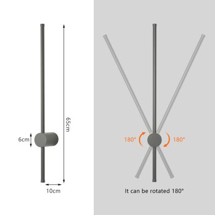 Brilagi - LED vonkajšie nástenné svietidlo AURA LED/12W/230V 3000K IP54 65 cm antracit CRI 90