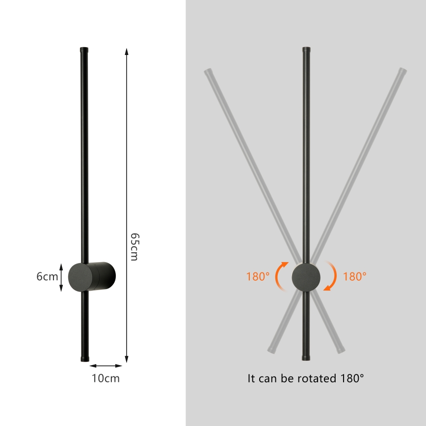 Brilagi - Vonkajšie LED nástenné svietidlo AURA LED/12W/230V 3000K IP54 65 cm čierna CRI 90