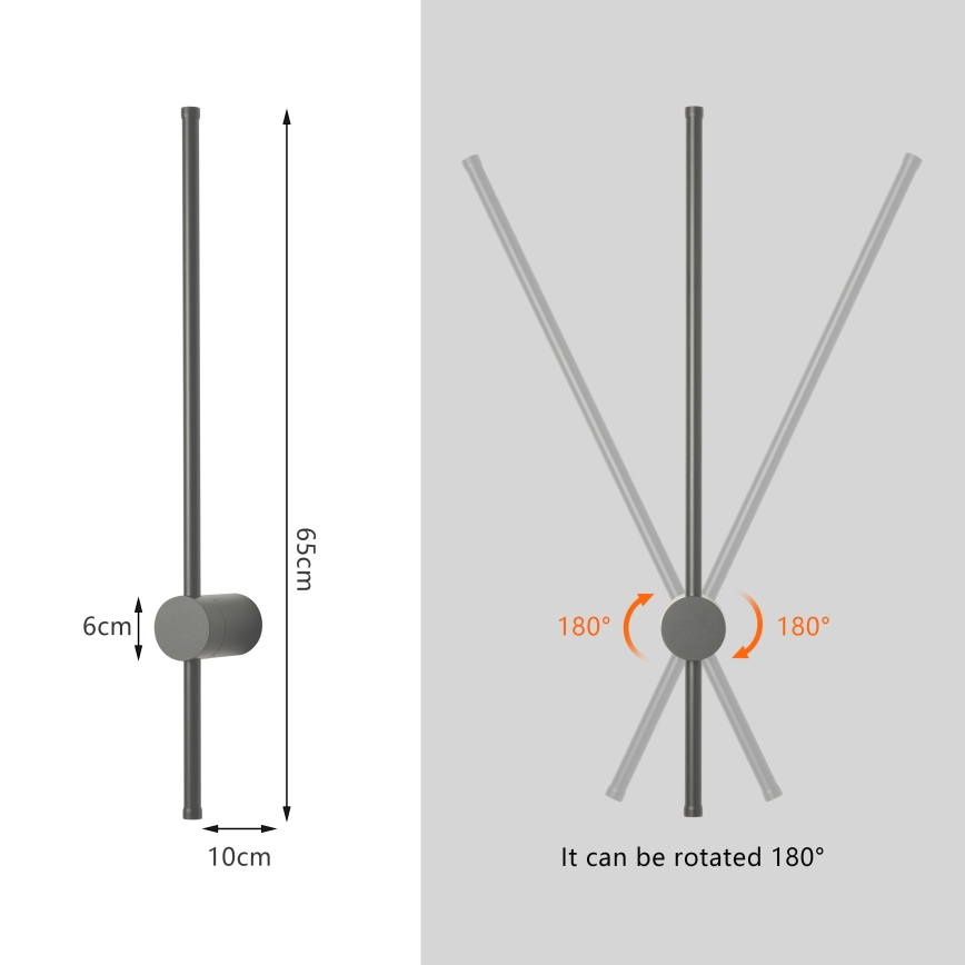 Brilagi - LED vonkajšie nástenné svietidlo AURA LED/12W/230V 4000K IP54 65 cm antracit CRI 90