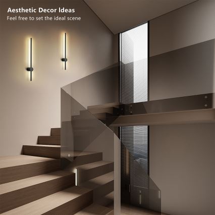 Brilagi - LED vonkajšie nástenné svietidlo AURA LED/12W/230V 4000K IP54 65 cm čierna CRI 90