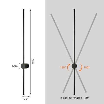 Brilagi - LED vonkajšie nástenné svietidlo AURA LED/20W/230V 3000K IP54 97 cm čierne CRI 90
