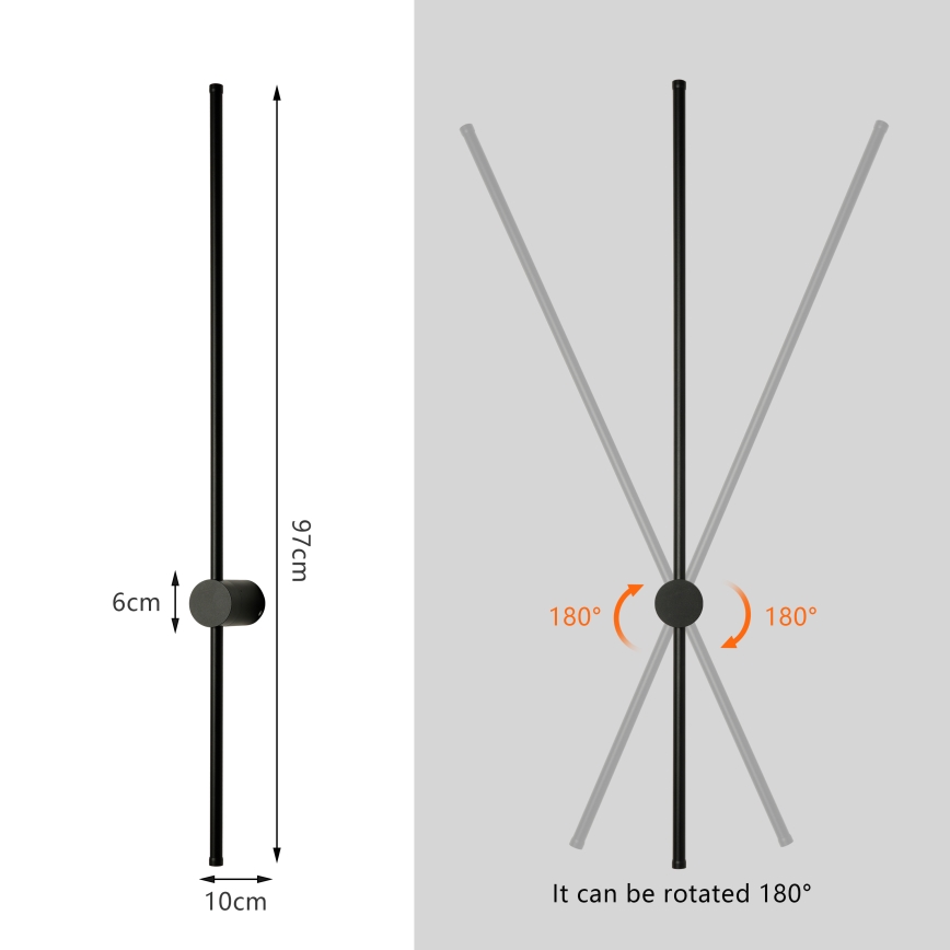 Brilagi - LED vonkajšie nástenné svietidlo AURA LED/20W/230V 3000K IP54 97 cm čierne CRI 90