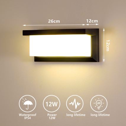 Brilagi - LED Vonkajšie nástenné svietidlo BRICKY LED/12W/230V čierna IP54