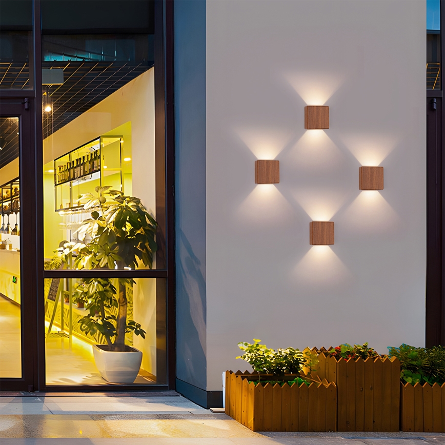 Brilagi - LED vonkajšie nástenné svietidlo DOUBLERAY LED/6W/230V drevený dekor IP54