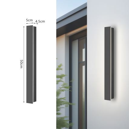 Brilagi - LED vonkajšie nástenné svietidlo LINEAR LED/12W/230V 4000K IP65 50 cm antracit