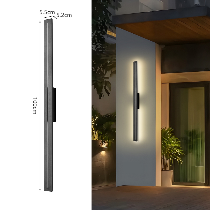 Brilagi - LED vonkajšie nástenné svietidlo LINEO LED/24W/230V 3000K IP65 100 cm čierna