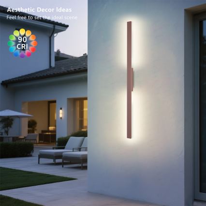 Brilagi - LED vonkajšie nástenné svietidlo LUNA LED/24W/230V 3000K IP65 100 cm hnedé CRI 90