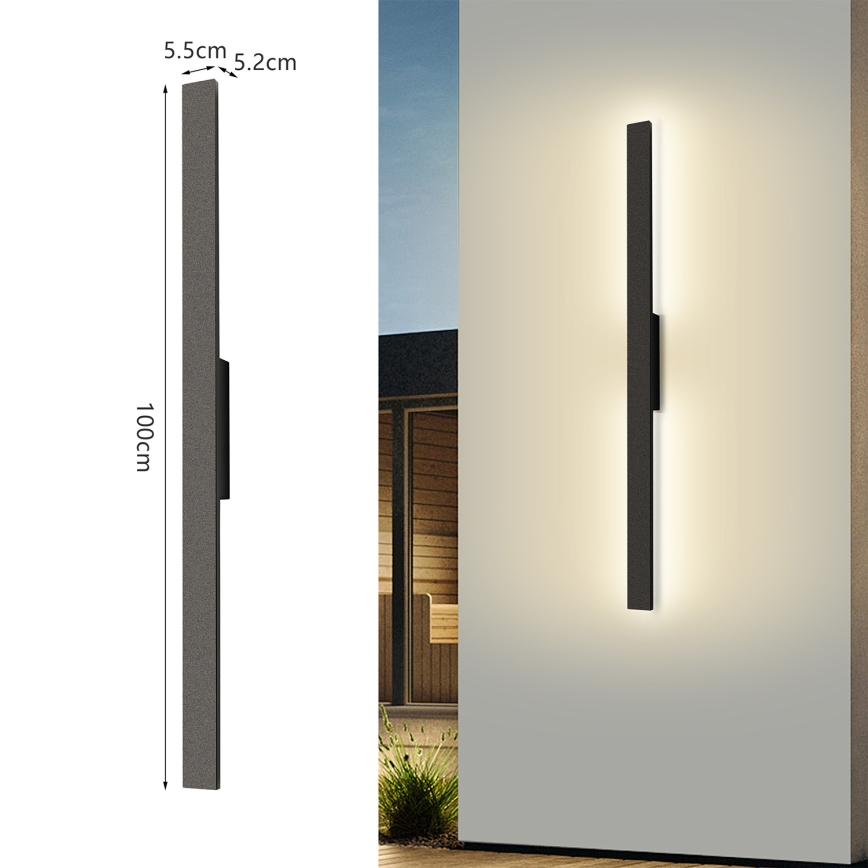 Brilagi - LED vonkajšie nástenné svietidlo LUNA LED/24W/230V 3000K IP65 100 cm čierne CRI 90