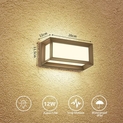 Brilagi - vonkajšie nástenné LED svietidlo PARKER LED/12W/230V 3000/4500/6000K hnedé IP44