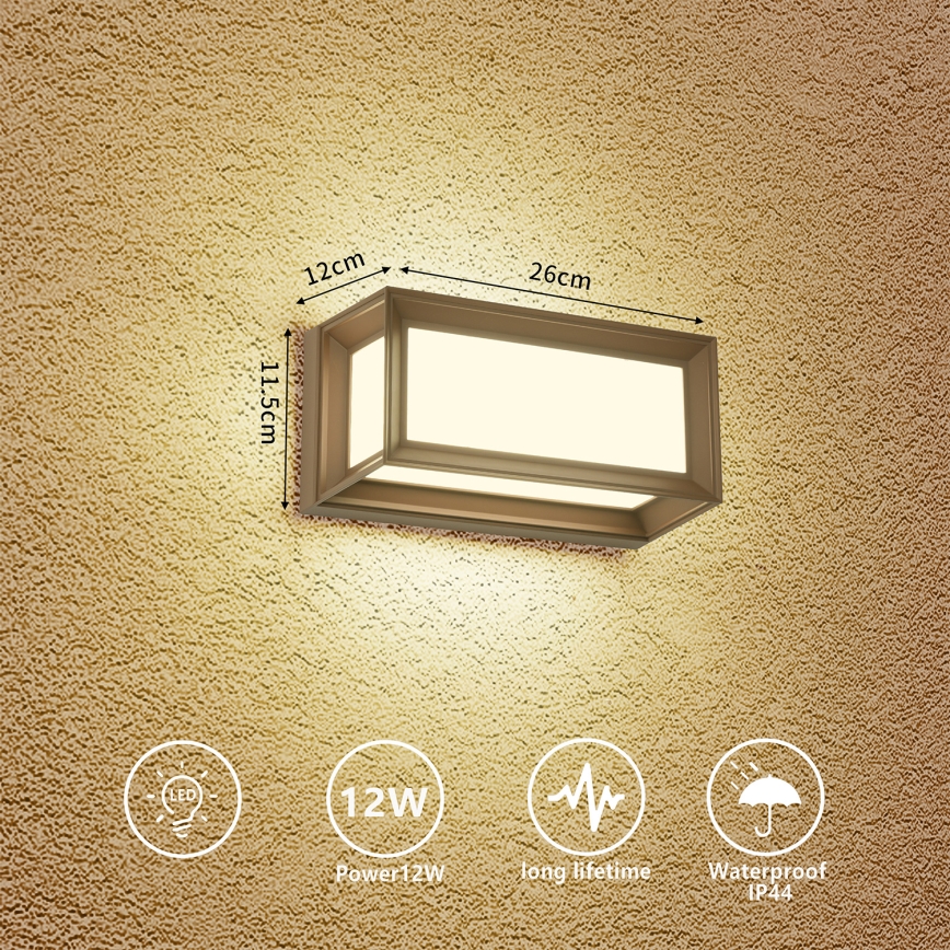 Brilagi - vonkajšie nástenné LED svietidlo PARKER LED/12W/230V 3000/4500/6000K hnedé IP44