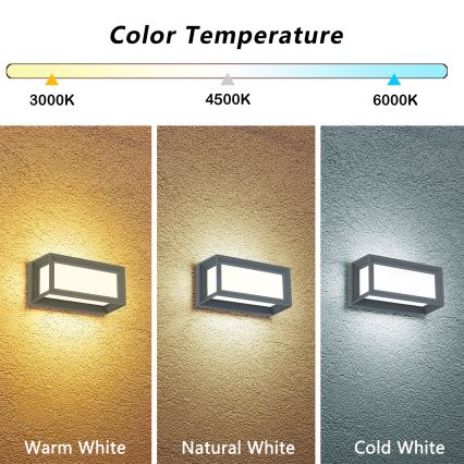 Brilagi - LED vonkajšie nástenné svietidlo PARKER LED/12W/230V 3000/4500/6000K sivá IP44