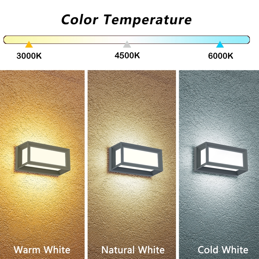 Brilagi - LED vonkajšie nástenné svietidlo PARKER LED/12W/230V 3000/4500/6000K sivá IP44