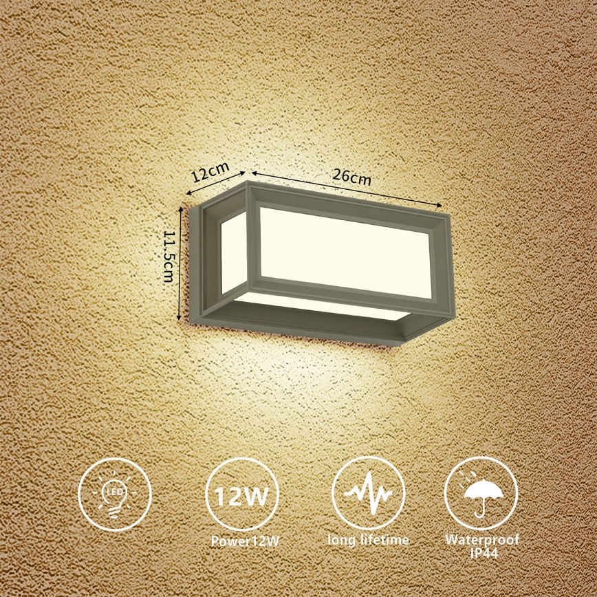 Brilagi - LED vonkajšie nástenné svietidlo PARKER LED/12W/230V 3000/4500/6000K sivá IP44