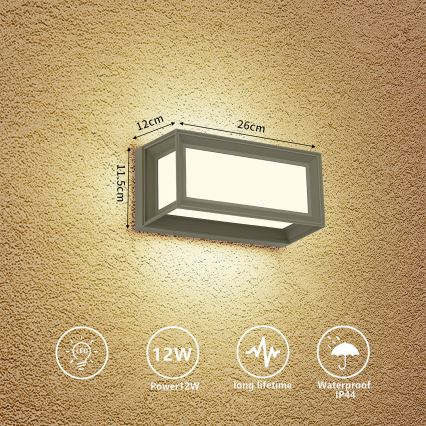 Brilagi - LED vonkajšie nástenné svietidlo PARKER LED/12W/230V 3000/4500/6000K sivé IP44