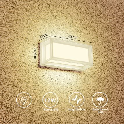 Brilagi - LED vonkajšie nástenné svietidlo PARKER LED/12W/230V biela IP44