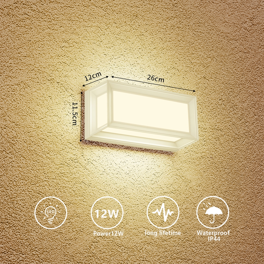 Brilagi - LED vonkajšie nástenné svietidlo PARKER LED/12W/230V biela IP44