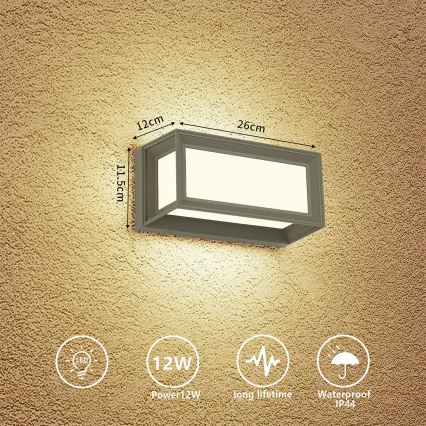 Brilagi - LED vonkajšie nástenné svietidlo PARKER LED/12W/230V sivá IP44