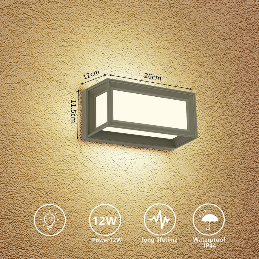 Brilagi - LED vonkajšie nástenné svietidlo PARKER LED/12W/230V sivá IP44