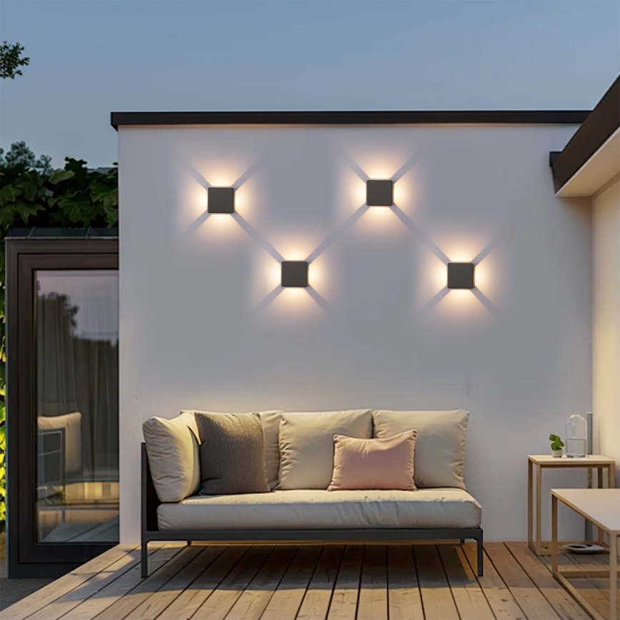Brilagi - LED vonkajšie nástenné svietidlo QUADRAY LED/6W/230V antracit IP54