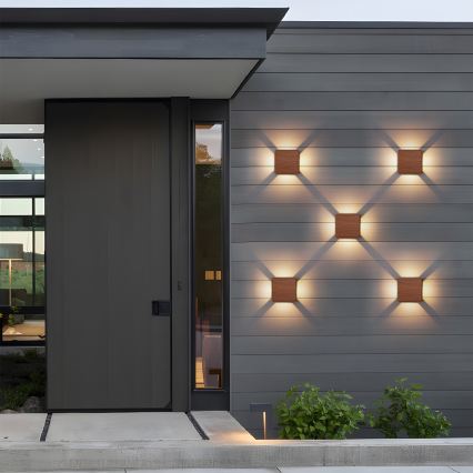 Brilagi - LED vonkajšie nástenné svietidlo QUADRAY LED/6W/230V v dekore dreva IP54