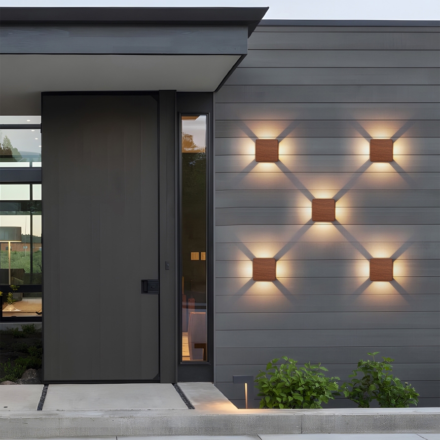 Brilagi - LED vonkajšie nástenné svietidlo QUADRAY LED/6W/230V v dekore dreva IP54