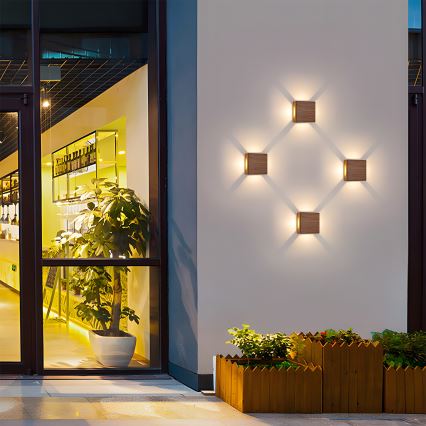 Brilagi - LED vonkajšie nástenné svietidlo QUADRAY LED/6W/230V v dekore dreva IP54