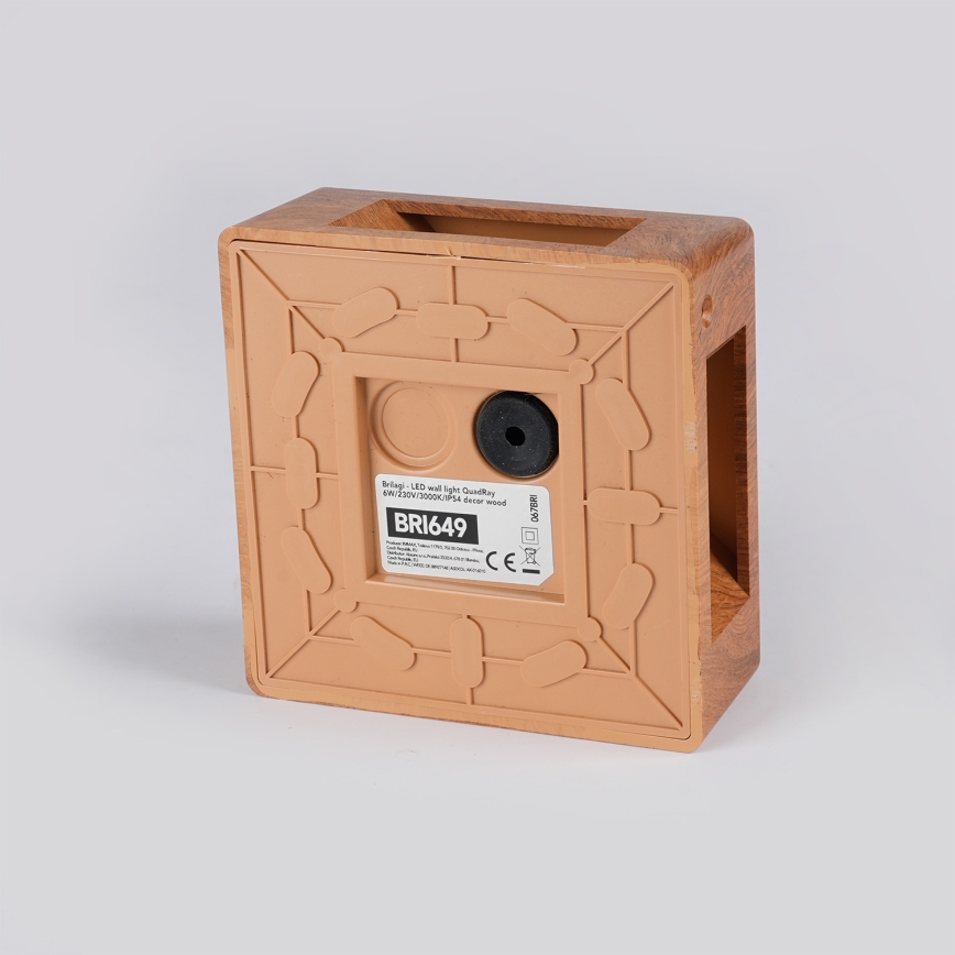Brilagi - LED vonkajšie nástenné svietidlo QUADRAY LED/6W/230V v dekore dreva IP54