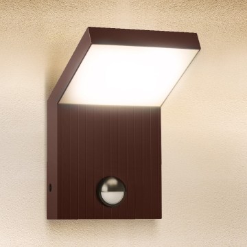 Brilagi - LED vonkajšie nástenné svietidlo s čidlom RIANO LED/8W/230V hnedé IP65