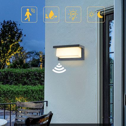 Brilagi - LED Vonkajšie nástenné svietidlo so senzorom BRICKY LED/12W/230V antracit IP54