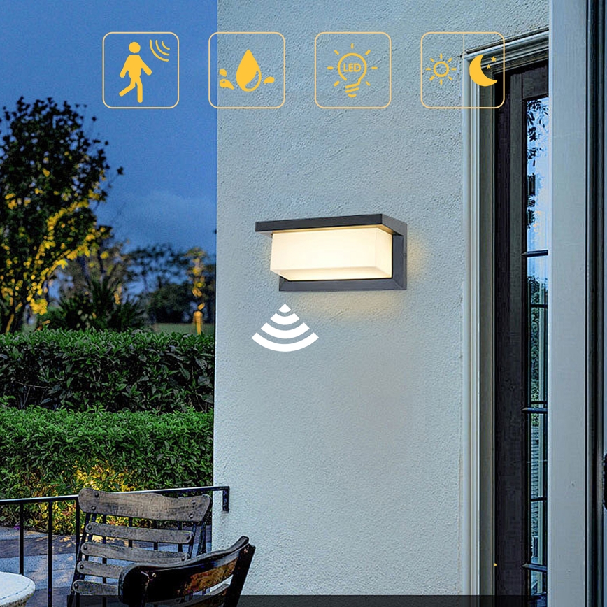 Brilagi - LED Vonkajšie nástenné svietidlo so senzorom BRICKY LED/12W/230V antracit IP54
