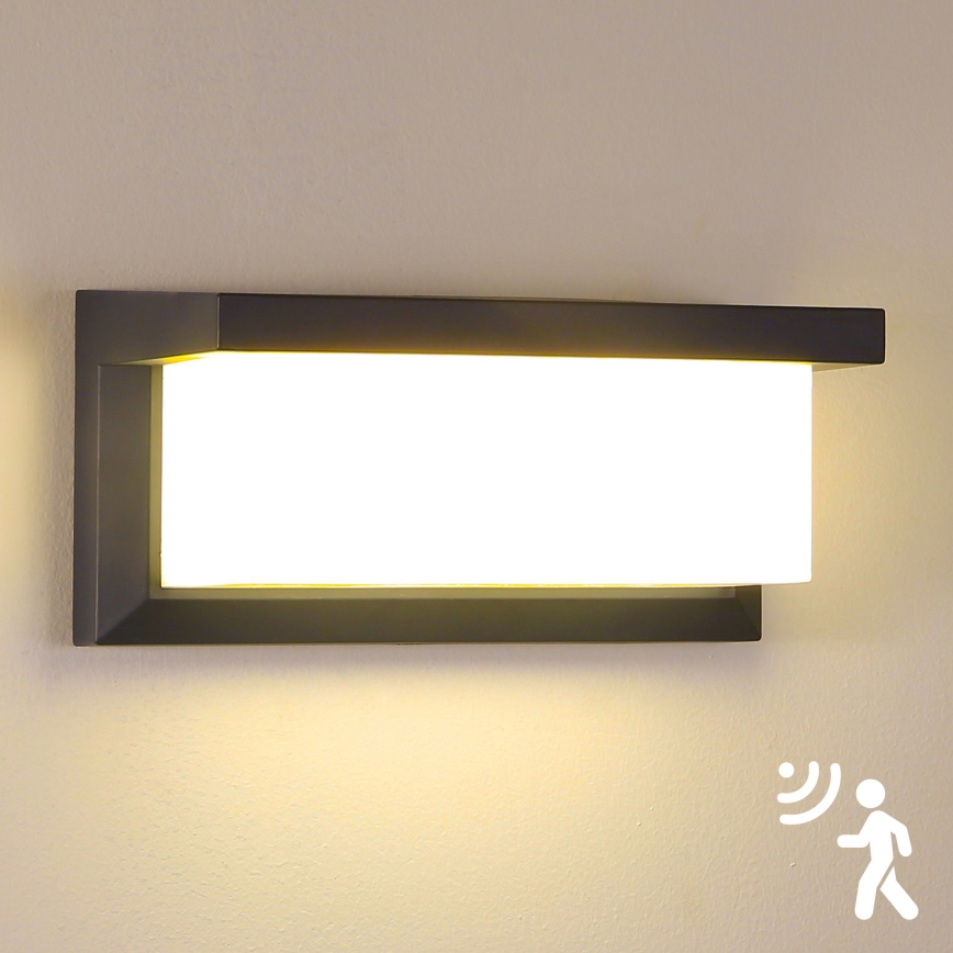 Brilagi - LED Vonkajšie nástenné svietidlo so senzorom BRICKY LED/12W/230V antracit IP54
