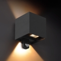 Brilagi - LED vonkajšie nástenné svietidlo so senzorom CUBE LED/6W/230V čierne IP65