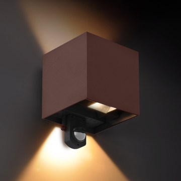 Brilagi - LED vonkajšie nástenné svietidlo so senzorom CUBE LED/6W/230V hnedé IP65