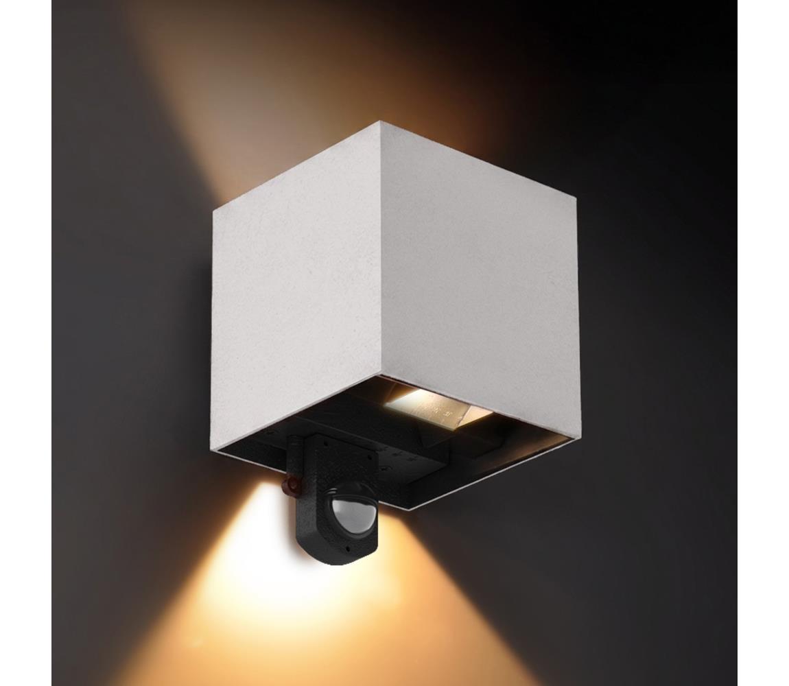 Brilagi - LED vonkajšie nástenné svietidlo so senzorom CUBE LED/6W/230V šedé IP65 WO-HR60432S-LED-OEM-SA