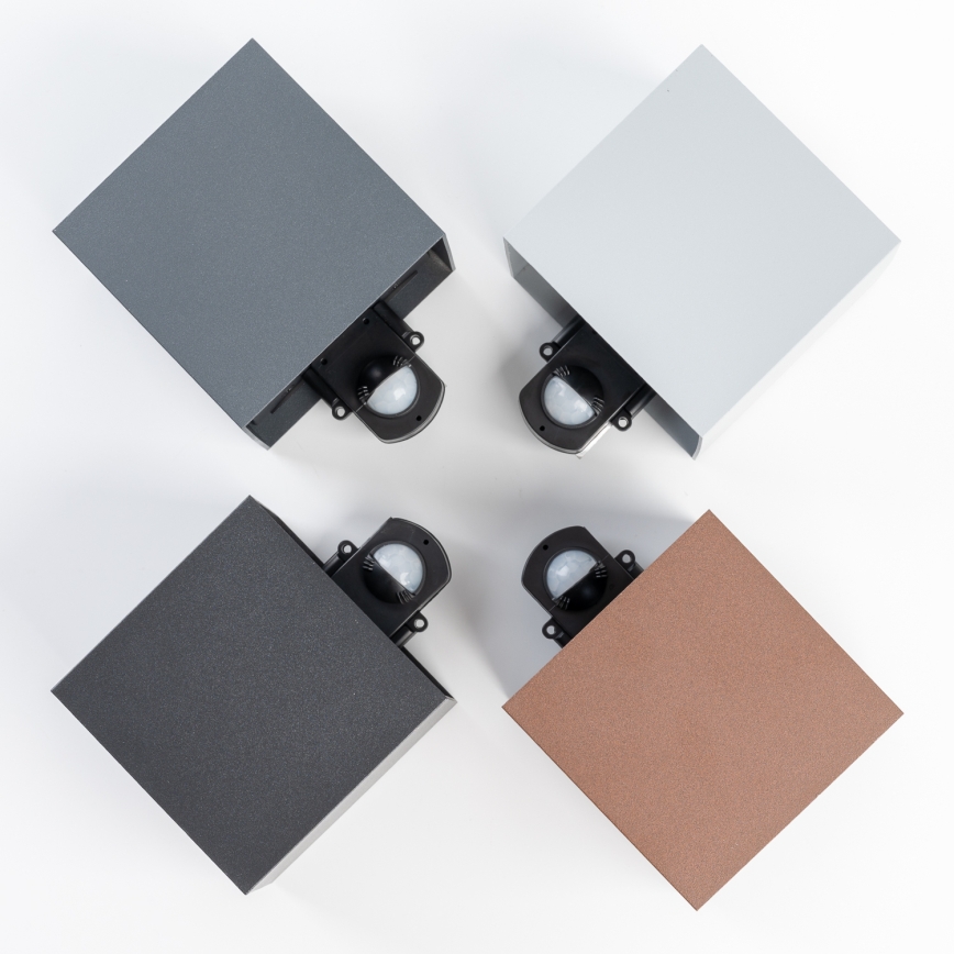 BRILAGI - LED vonkajšie nástenné svietidlo so senzorom CUBE LED/6W/230V šedé IP65