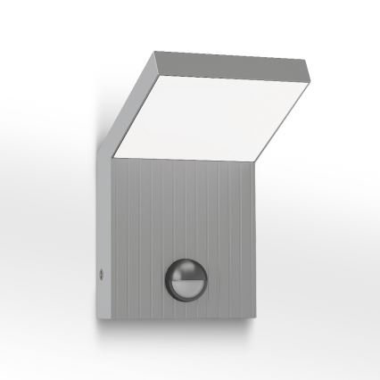 Brilagi - LED vonkajšie nástenné svietidlo so senzorom RIANO LED/8W/230V strieborné IP65