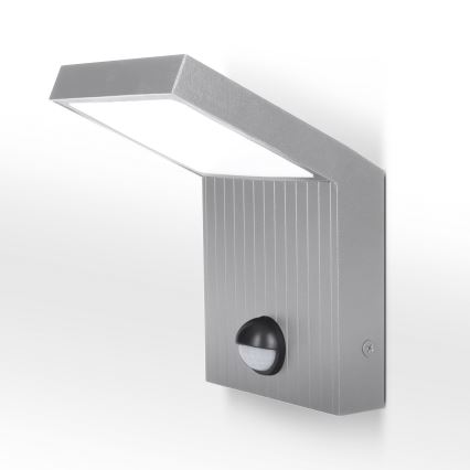 Brilagi - LED vonkajšie nástenné svietidlo so senzorom RIANO LED/8W/230V strieborné IP65