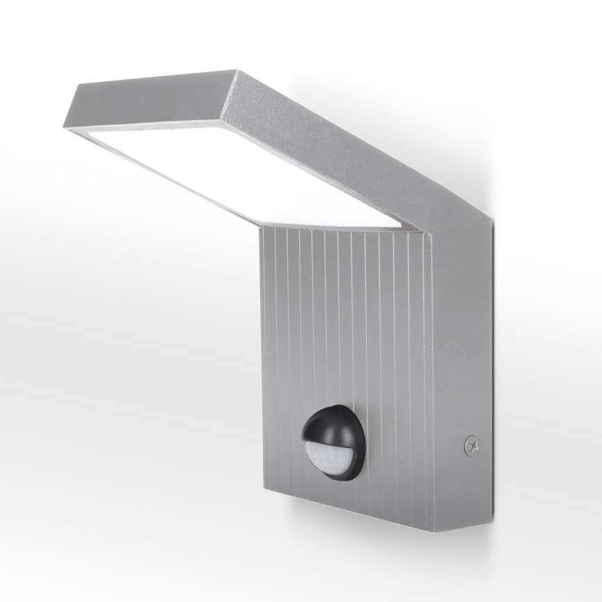 Brilagi - LED vonkajšie nástenné svietidlo so senzorom RIANO LED/8W/230V strieborné IP65