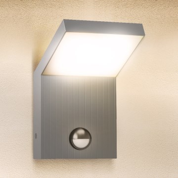 Brilagi - LED vonkajšie nástenné svietidlo so senzorom RIANO LED/8W/230V strieborné IP65