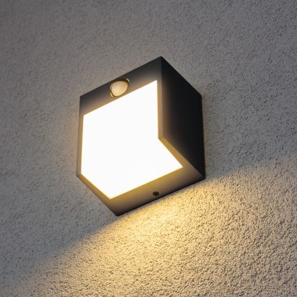 Brilagi - LED Vonkajšie nástenné svietidlo so senzorom TERNI LED/12W/230V antracit IP44