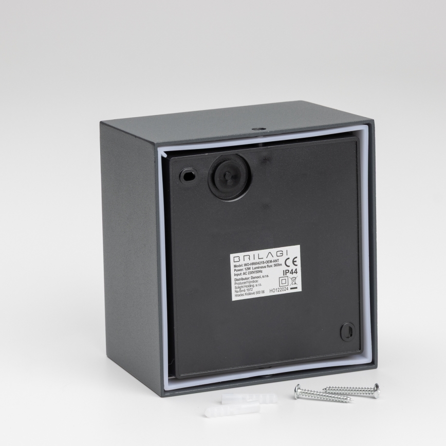 Brilagi - LED Vonkajšie nástenné svietidlo so senzorom TERNI LED/12W/230V antracit IP44